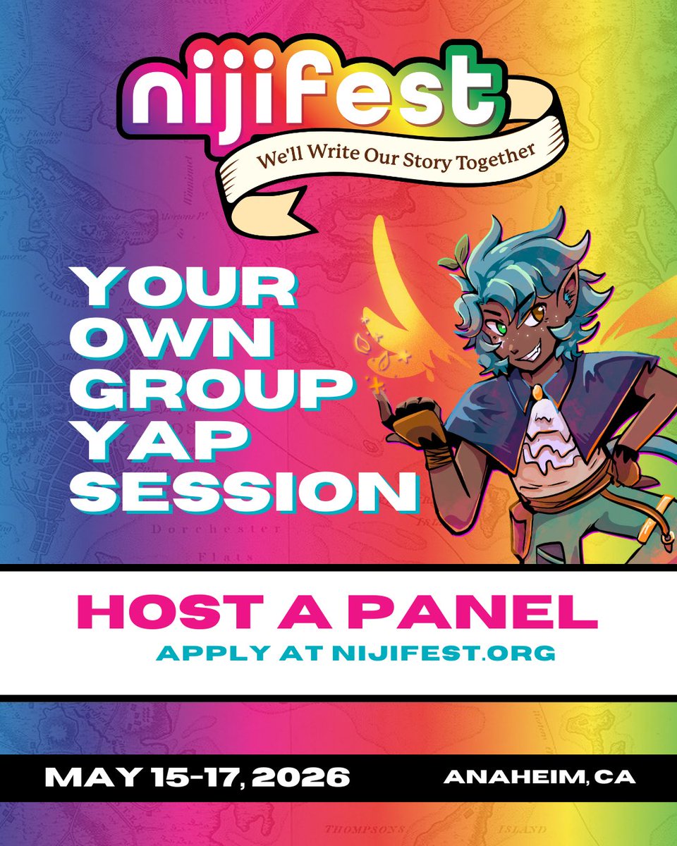 HOST A PANEL🌈 🌟

Host your own interactive yap session at NijiFest! Submit your panel ideas at nijifest.org to talk about the interests you’re passionate about with others!

Early Bird prices end TONIGHT so make sure to grab your tickets at nijifest.org!