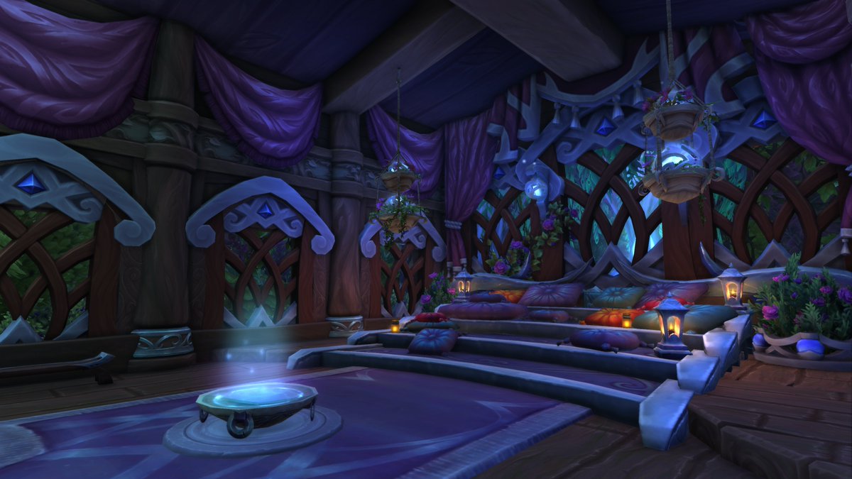 feladrae's tweet photo. The evolution of my Nightborne lounge as my ambition (and decor budget) grew #WowHousing https://t.co/YB0FLa6Gx1