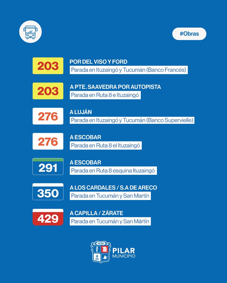 MunicipioPilar's tweet photo. ‼️Mapa de las paradas de colectivos provisorias en Pilar Centro‼️

Seguimos avanzando con la obra hidráulica en Pilar Centro y por eso te acercamos donde vas a encontrar las paradas de colectivo provisorias 🚧👷‍♂️

👉🏼 Desliza y conoce toda la información que necesitas. https://t.co/70HCCDkFzC