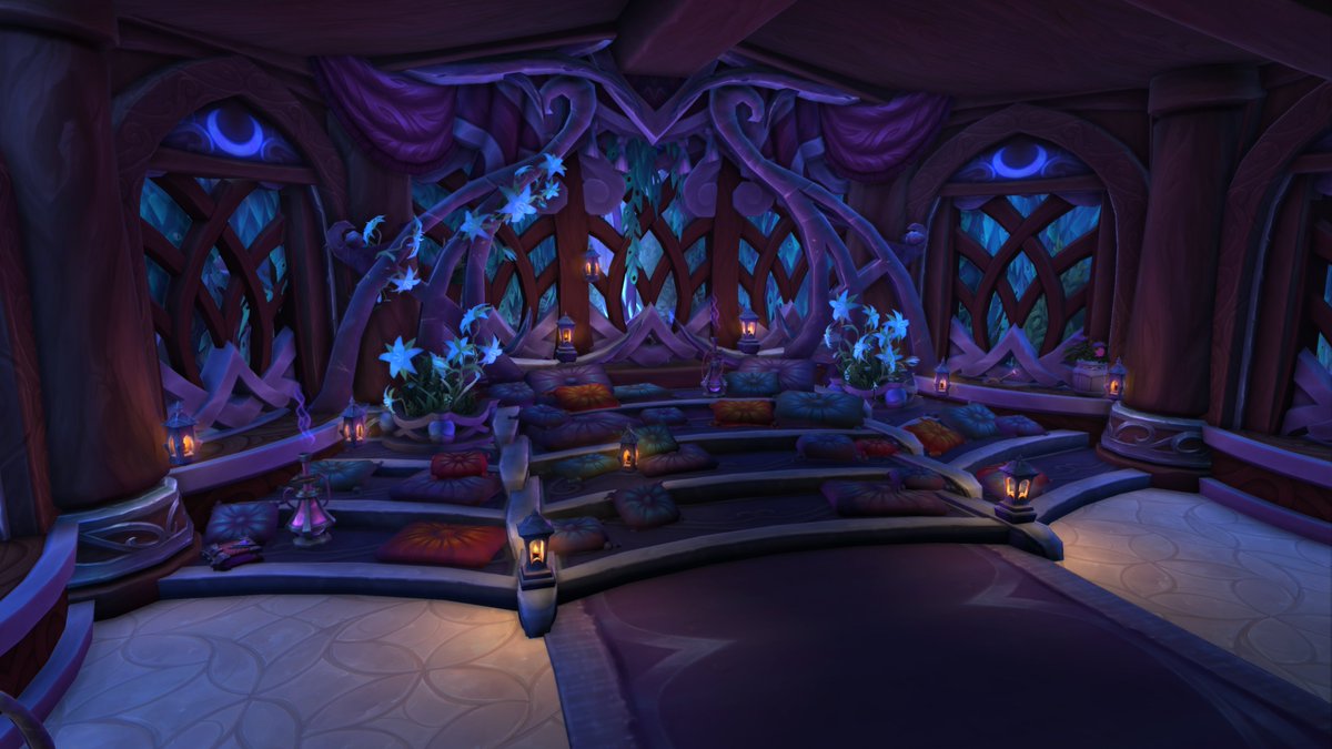 feladrae's tweet photo. The evolution of my Nightborne lounge as my ambition (and decor budget) grew #WowHousing https://t.co/YB0FLa6Gx1