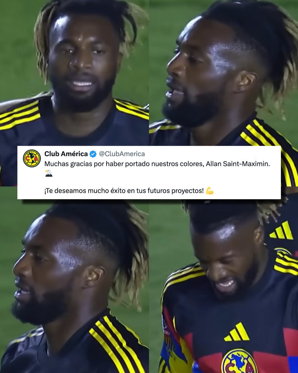 InvictosSomos's tweet photo. ¡¡ÚLTIMA HORA: ALLAN SAINT-MAXIMIN DEJÓ DE SER JUGADOR DEL CLUB AMÉRICA DE MÉXICO!!

No, no es una broma. El club más grande de México acaba de oficializar la salida de Allan Saint-Maximin. El atacante francés se marcha tras solo 3 goles, 2 asistencias y 16 partidos disputados con Las Águilas. Su inicio fue muy esperanzador, pero no logró ser consistente y, ahora, se va en el torneo en el que se esperaba ver su consolidación en México. En TUDN reportan que tuvo diferencias con el entrenador André Jardine. 

Un bombazo mediático que nunca terminó por explotar. Otra figura internacional que quedó a deber en su paso por México. 

SORPRESA TOTAL EN COAPA.