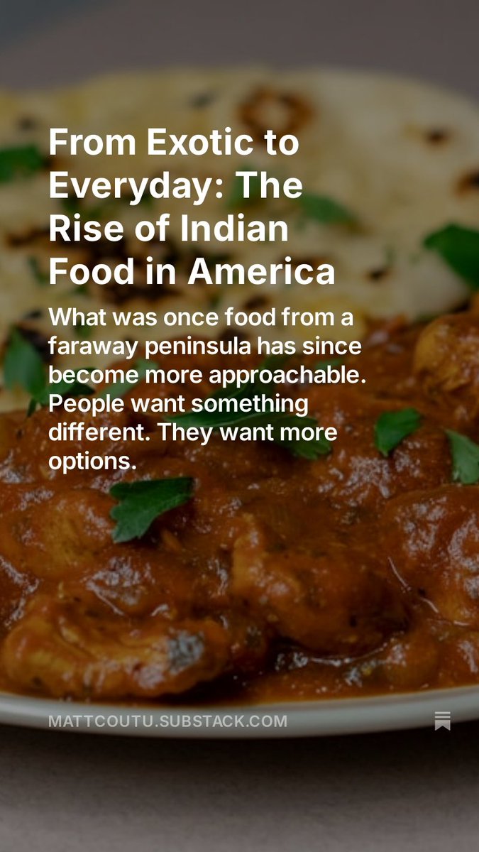 From Exotic to Everyday: The Rise of Indian Food in America

open.substack.com/pub/mattcoutu/…