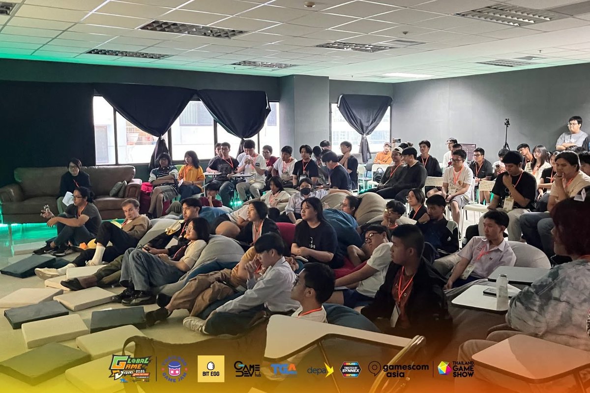 THgamejam's tweet photo. Highlights from Opening Day @ Global Game Jam 2026 at Game Dev Hub, Bangkok! 

Sponsored by TGA &amp; gamescom asia x Thailand Game Show

🗒️ Keynote: Richmond Lee (Bit Egg) &amp; Kumpalit Phuttipinyo (Game Dev Hub)
🎙️ Industry speaker sessions
🎮 Address by Sittichai Theppaitoon (TGA) https://t.co/Xnt1itYXWW