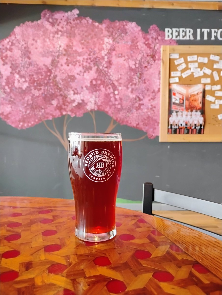 BeerSnobSean's tweet photo. My 1st visit to #RedbudBrewing in Augusta, Kansas. A pour of their P.D.Q. Bock, but listed as "Bach" on untappd. A strong and malty weizenbock, it was a friendly atmosphere, including a nice man celebrating his 80th birthday. $1 sticker 👊. #ksbeer #kansasbeer @MikeSlomba #beer https://t.co/zai8a1ZYWD