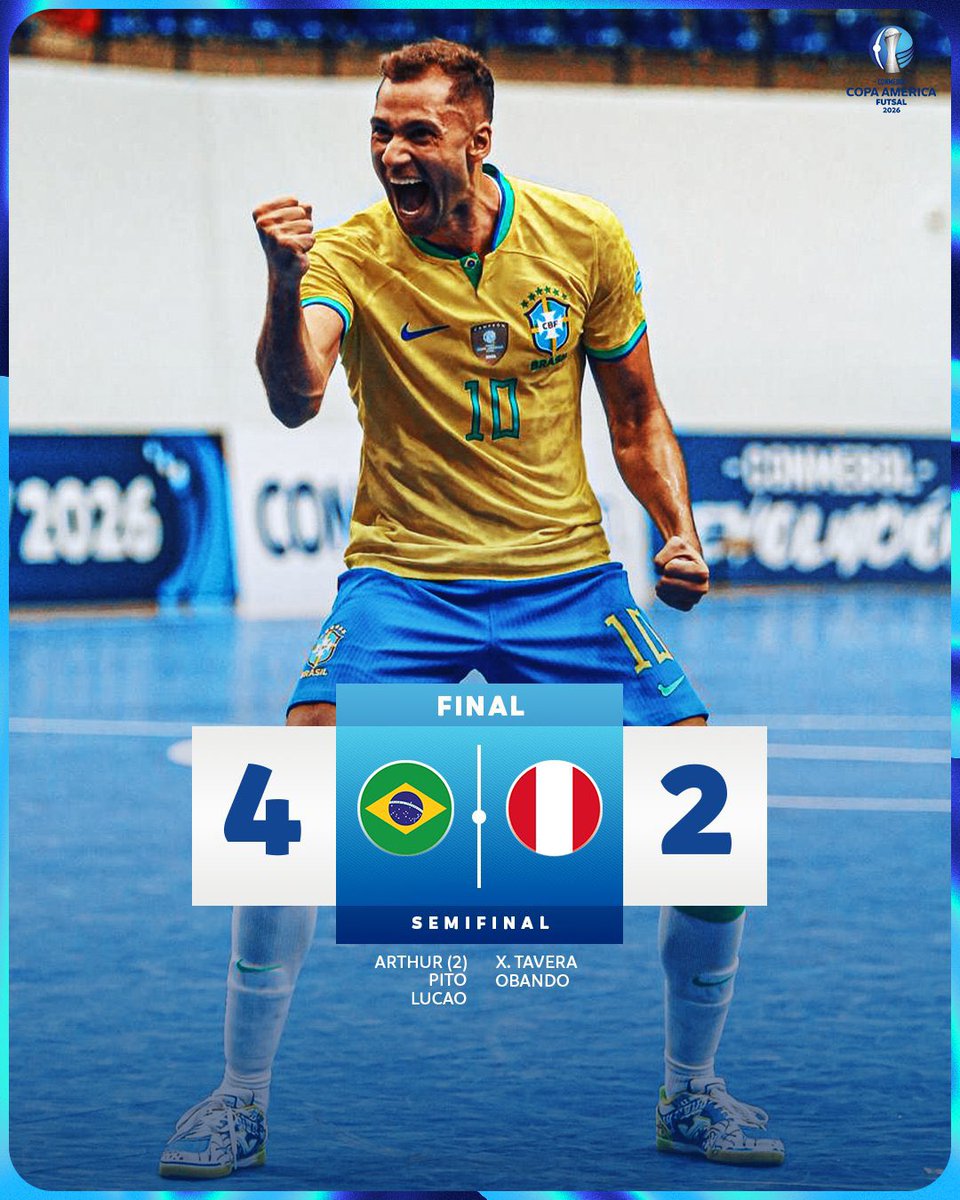 pasionfutsal_'s tweet photo. ⚔️ HABRÁ FINAL DE COPA AMÉRICA ARGENTINA VS BRASIL

🫡 #Brasil🇧🇷 hizo un serio partido y derrotó 4-2 a #Peru🇵🇪 para avanzar a la definición por el título de mañana.
📌 Este domingo, desde las 17:00hs, la final de la #CopaAmericaFS.

📸 @CopaAmerica https://t.co/oLmTmebmD9