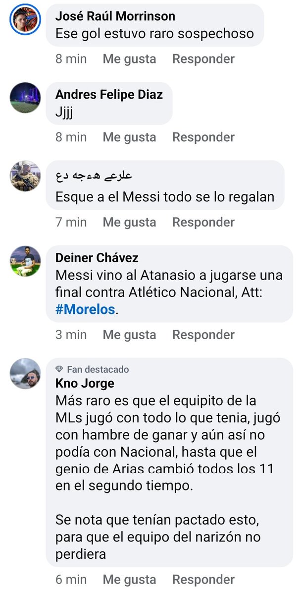 Es increible lo de los colombianos, los tipos de verdad piensan que la FIFA, infantino y Messi arreglaron un AMISTOSO entre Inter de Miami y Atl. Nacional. Cogidisimos de la cabeza