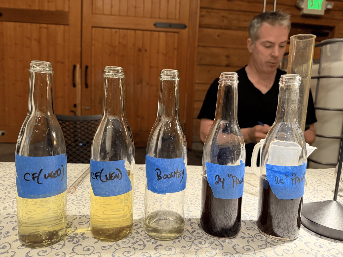 closclavier's tweet photo. First blends tasted with @peterdevison, our awesome winemaker. Three different barrels of Viognier for our 2025 “Liquid Pref”, and figuring out the components of our 2024 “Series B” which is a blend of Grenache, Cabernet Sauvignon and Syrah. https://t.co/hv2h1DpUAt