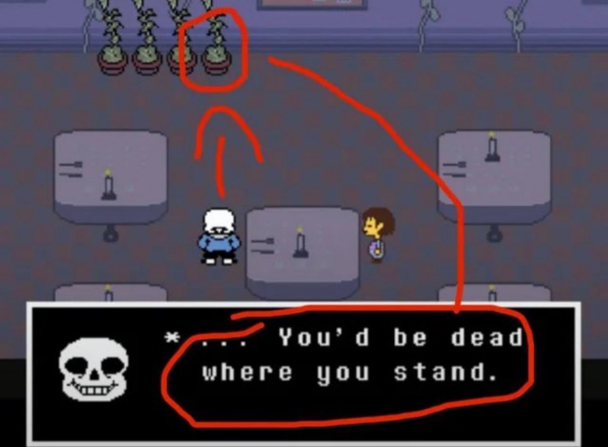 Luffgod5's tweet image. Why is sans so angry at a singular plant pot? Could this be linked to Deltarune? Questions Toby and Temmie don't want you to ask...