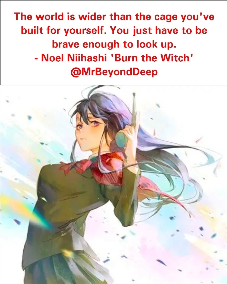 MrBeyondDeep's tweet image. There's a vast world waiting beyond the boundaries you've placed around yourself; all it takes is courage to envision it.
                            - Beyond Deep
#NoelNiihashi #BurnTheWitch