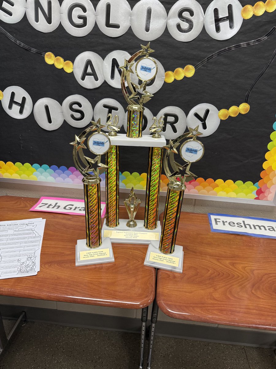 Congratulations to our HS Just Write teams!  They competed today at the regional competition in Xenia.
1st place in D1 and D2
Overall 1st place 🏆