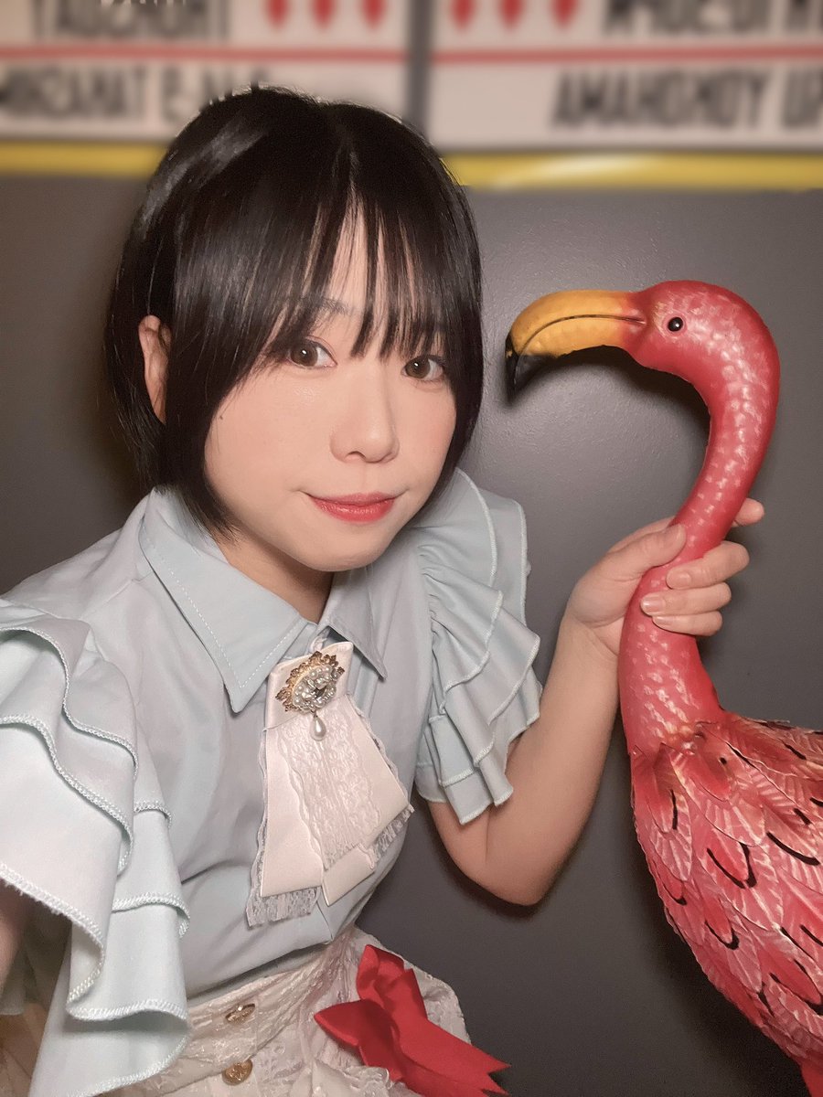 おはよー！ すみかちゃんもこころちゃんもフラミンゴと可愛く写真撮っ