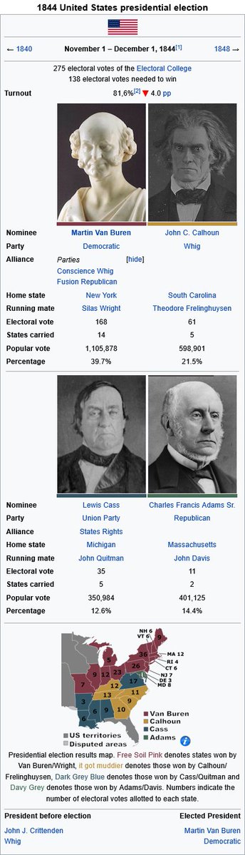 SocDem_Erika's tweet image. Part 2 of the "Free Soil" timeline (+ there will be a special 3rd part)

The Whig party has been seduced by the slave power. Meanwhile, Van Buren and his Free Soilers instituted a hostile takeover of the Democracy. Both events sparked a convention walk-out &amp;amp; a splinter ticket