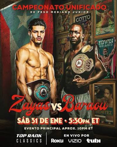 cesarziade's tweet photo. Hoy en vivo, Xander Zayas (22-0-0 ,13 KOs)  🇵🇷 Vs. Abass Baraou 🇩🇪 (17-1-0, 9KOs) , desde el Coliseo de Puerto Rico, San Juan, por la unificación de titulos Junior SuperWelterWeight  WBA- WBO.  A partir de las 6:30pm hora de PR . @RimasSports #zayasbaraou #boxing #boxeo https://t.co/rptHgJmwS1
