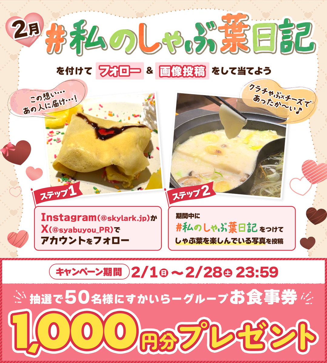 しゃぶ葉【1,000円分お食事券】当選確率UPキャンペーン