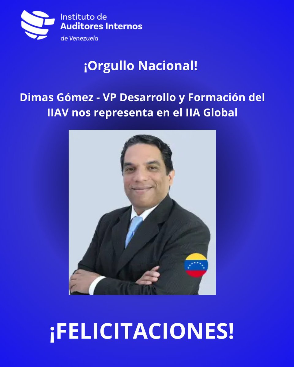 ¡Orgullo para el #IIAVenezuela! 🇻🇪

Felicitamos a Dimas Gómez por su designación en el Comité de Premios Excelencia y en el equipo de revisión de la Revista Auditoría Interna del @IIAGlobal. 🌐👏

Su presencia fortalece el liderazgo de Venezuela en la profesión a nivel global.