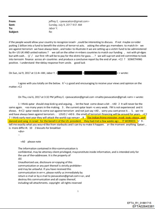 🚨🇮🇳 🇮🇱 🇺🇸BREAKING: Modi's Name in Epstein Files:  

Epstein Praised the Indian PM for Supporting Israel in Declassified Emails.