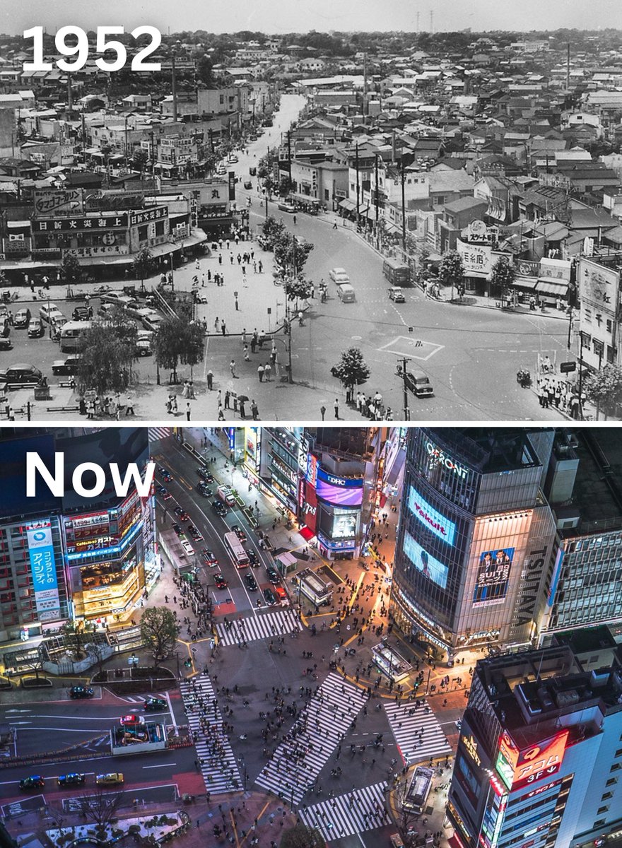 Civixplorer's tweet photo. The transformation of Shibuya, Tokyo 🇯🇵 https://t.co/v8we25oHXH