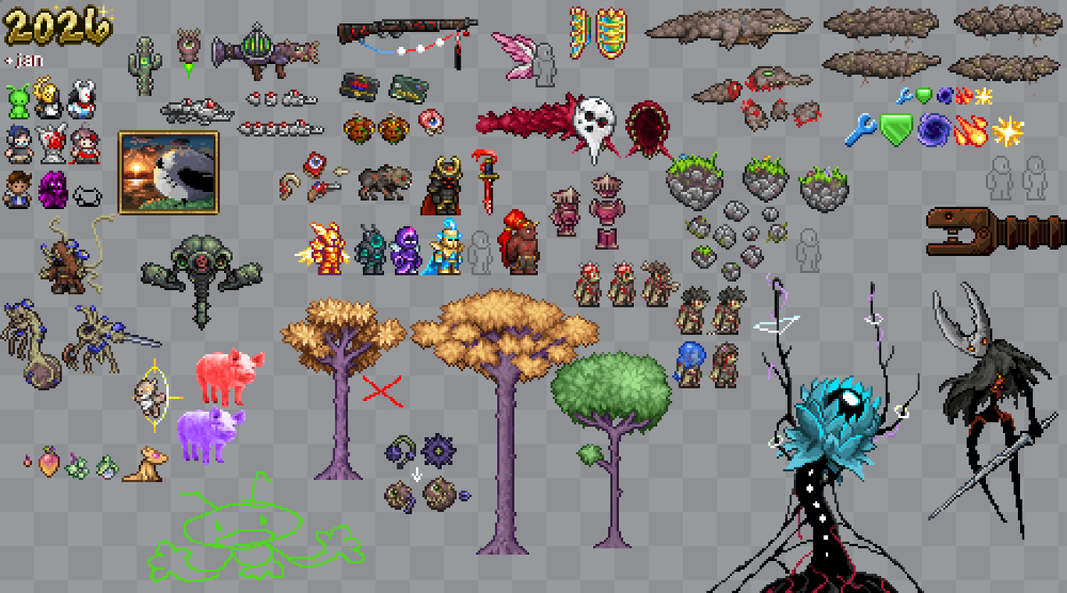 everything i made this january #pixelart #ドット絵 #calamitymod #terraria