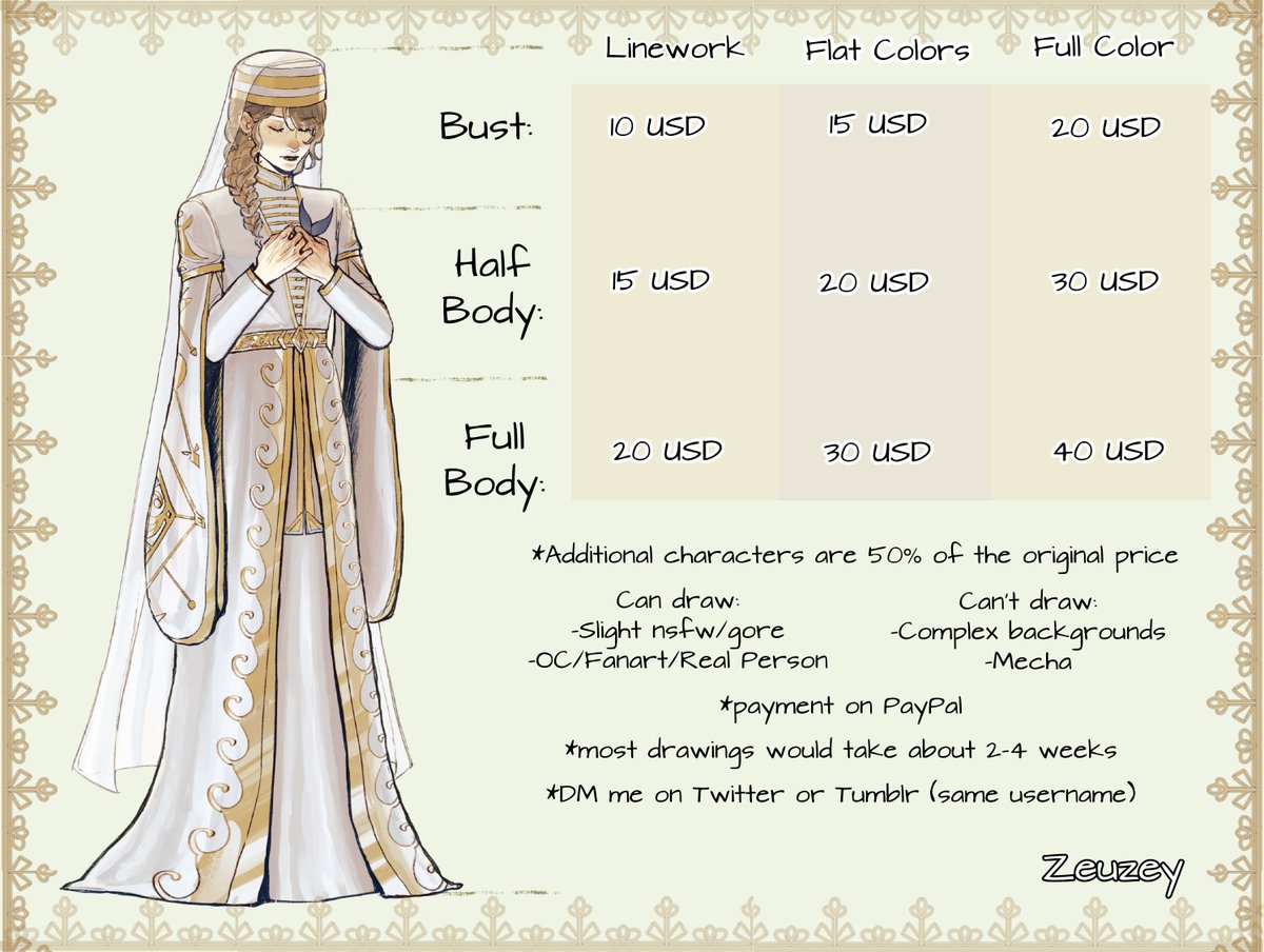 withoutzeuzey's tweet photo. Art Commissions Prices Info✨check out my account for more examples of my art! https://t.co/7YYKpMFe4j