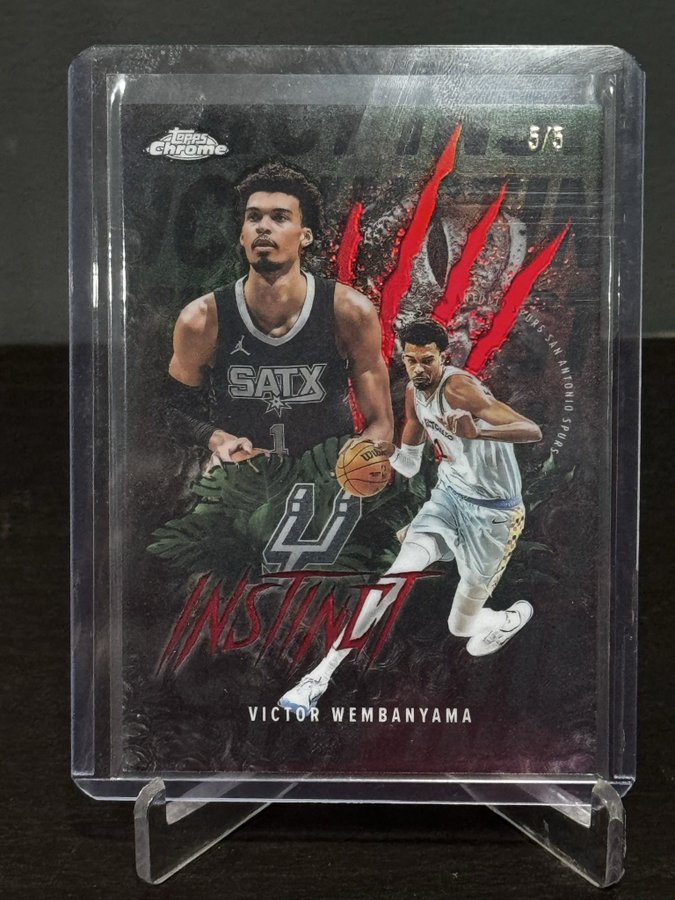RipPickFlip's tweet photo. Looking to trade this Chrome Red Instinct Victor Wembyana. Recent just sold for $1300. Looking for downtowns. Will consider all Burrow, Chase, Griffey. #thehobby #Topps https://t.co/uf3rxbz21m