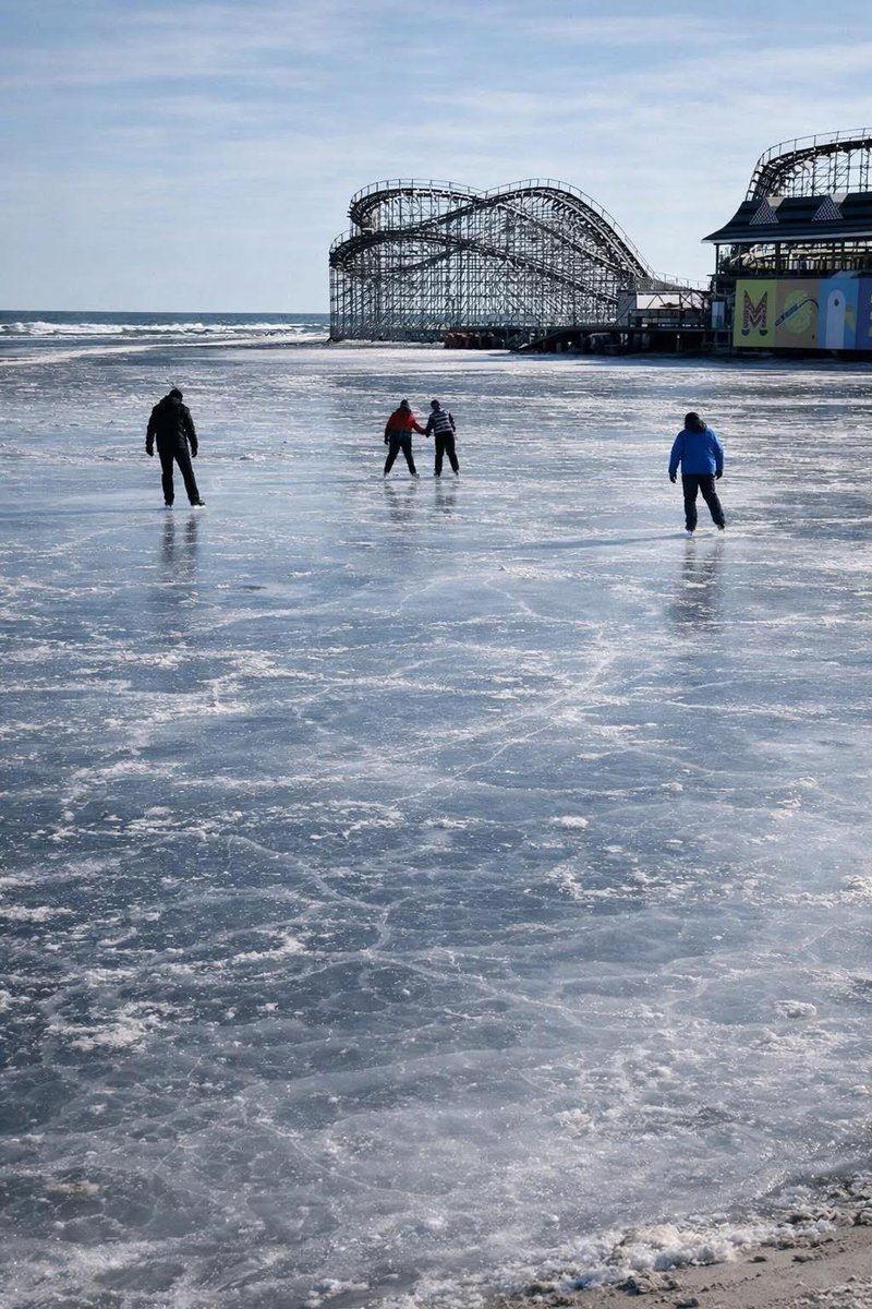 ICE SKATING ON THE BEACHES OF WILDWOOD, NJ
This picture is wild considering the amount of salt water nearby to allow for such stable ice to support people!!! <a href="/PIX11News/">PIX11 News</a>