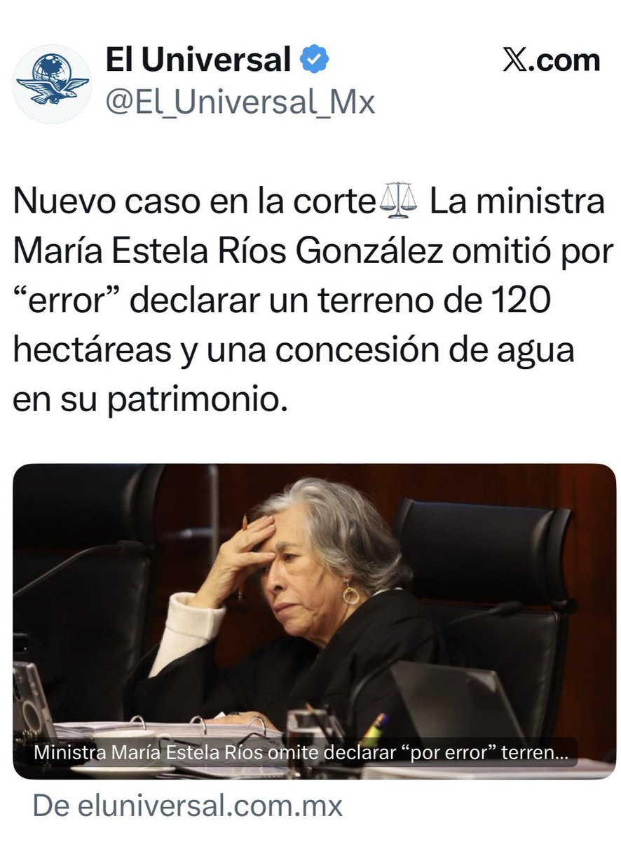 LMarianaLuna's tweet image. El Universal borró el tuit.

NO es un error olvidar declarar 120 hectáreas… o sea…. es un patrimonio del tamaño de 25 zócalos capitalinos.