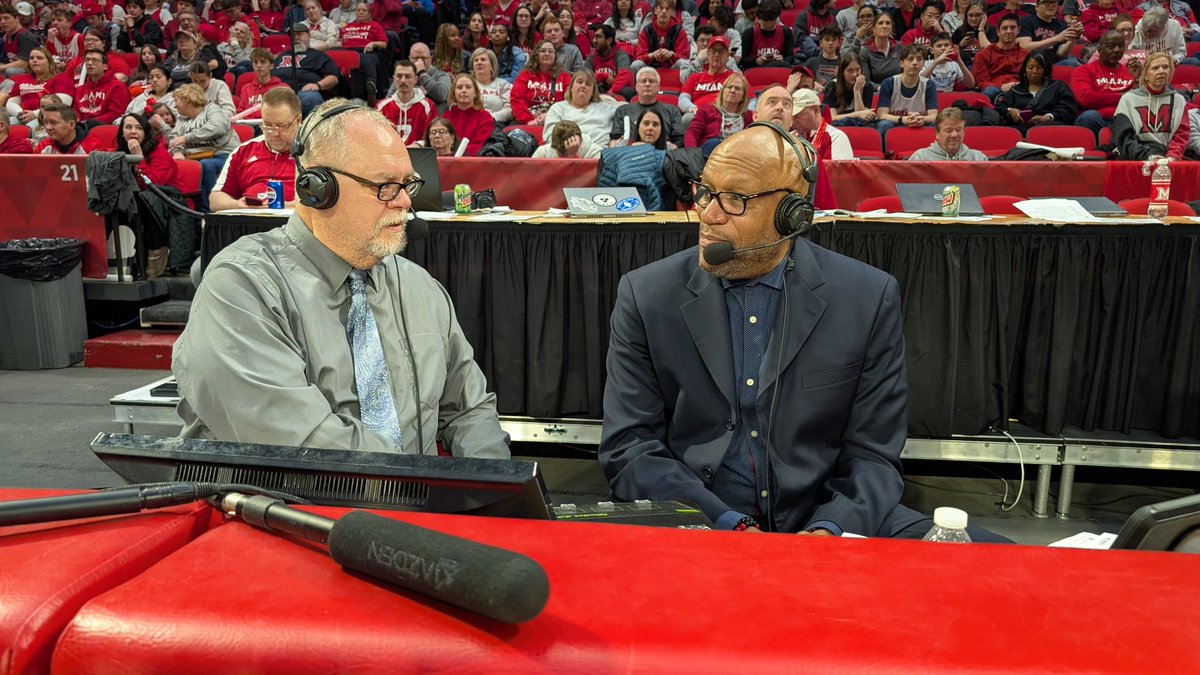Never thought I'd get to put a #24 next to our name on an ESPN+ broadcast. Great job by our crew today (all student camera operators). Two big Miami wins and over 10,600 in attendance at Millett Hall.