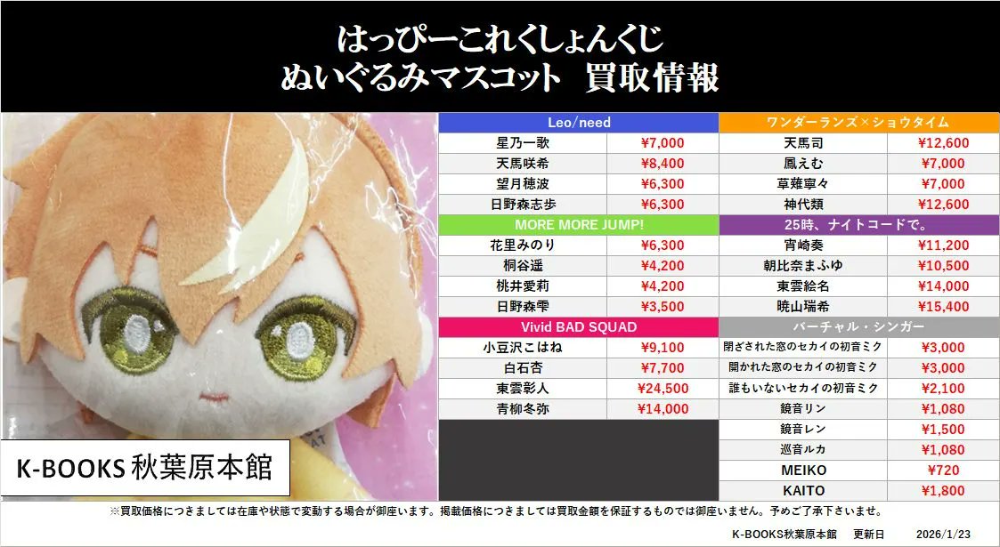 買取情報】 #プロセカ #プロジェクトセカイ はっぴーこれくしょんくじ