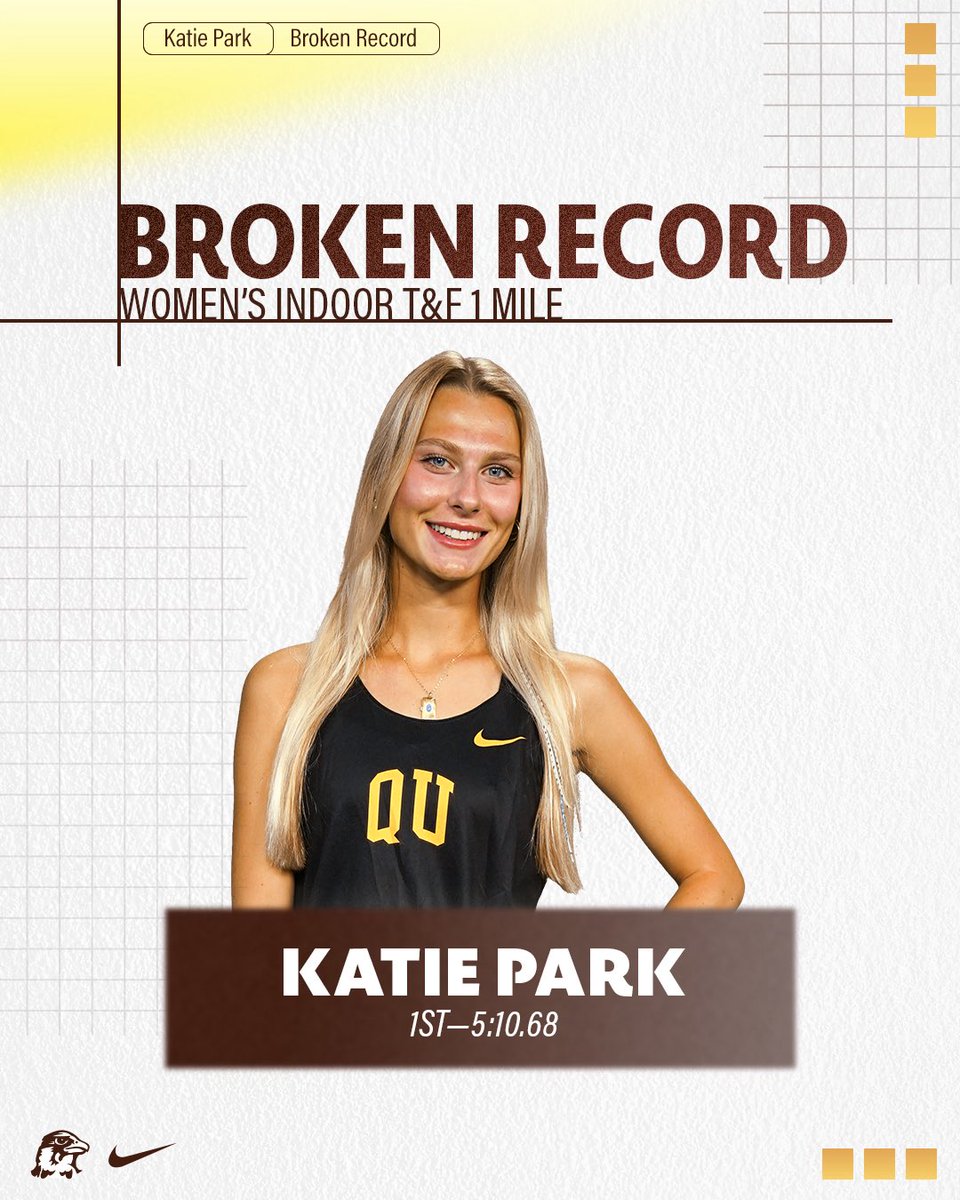QUHawks's tweet photo. Count ’em — THREE records broken 🔥

Track &amp; Field rewrites the record book today 🦅🏃‍♂️🏃‍♀️

#HawksSoarHigher https://t.co/Ia9v3ZKetc