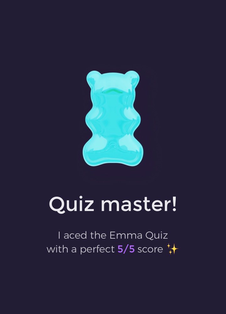 mwcd4u's tweet photo. Just aced the @emma_finance quiz with a perfect 5/5 score! 🎉 Think you can beat me? #EmmaQuiz https://t.co/UpERp29bh7