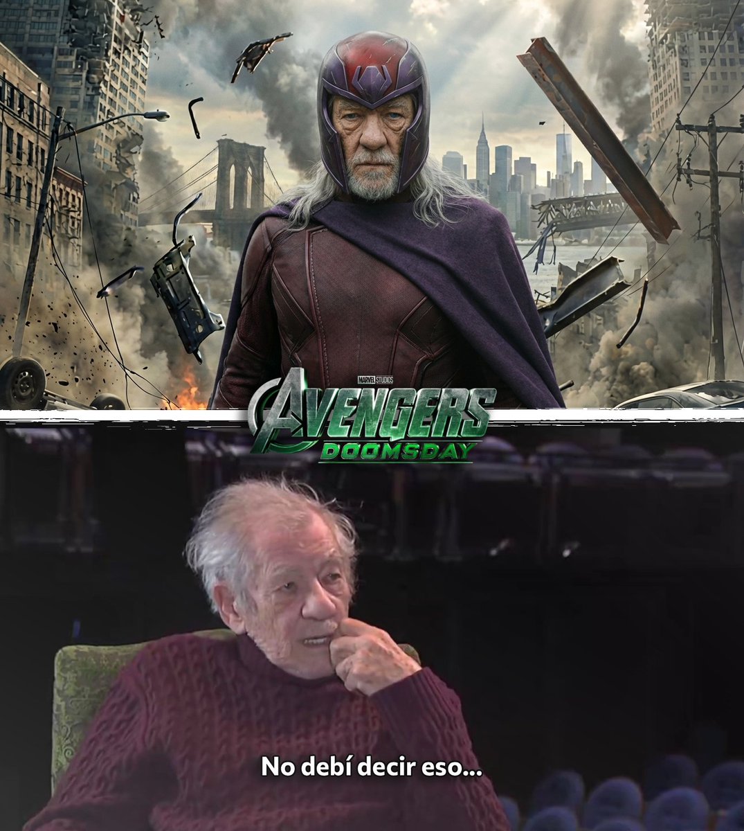 FREAKS_MX's tweet photo. ¿LA DESTRUIRÁ? 😱 

En una reciente entrevista, #IanMcKellen aparentemente soltó un spoiler al revelar que Magneto destruirá Nueva Jersey en #AvengersDoomsday:

💬 “Oh, probablemente no debí haber dicho eso.” https://t.co/X1PZgCNzik