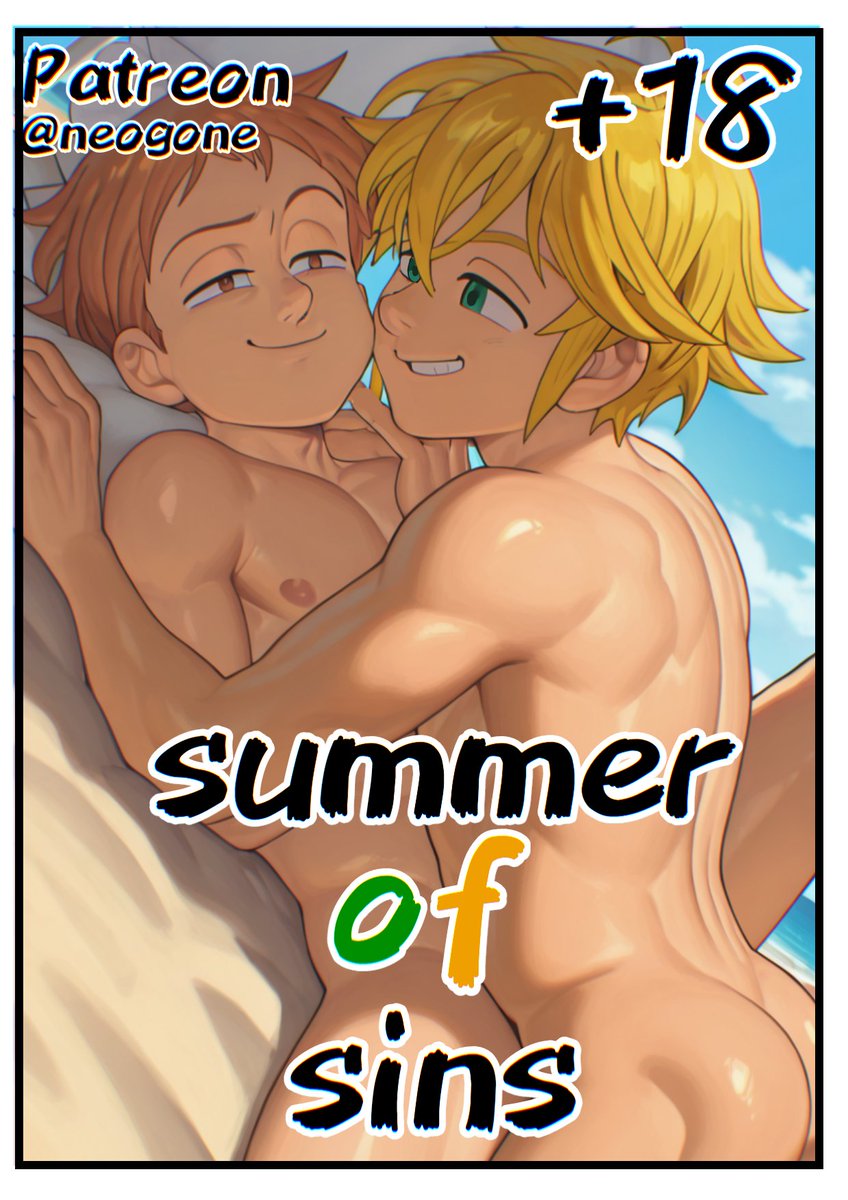 neoxgone's tweet photo. Summer of sins ( Meliodas x king ) 
Now available on Patreon. Go check it out hehe😈

#Meliodas #NanatsuNoTaizai #TheSevenDeadlySins #7ds #shota #bl #AIart https://t.co/cCT9jHIOkI