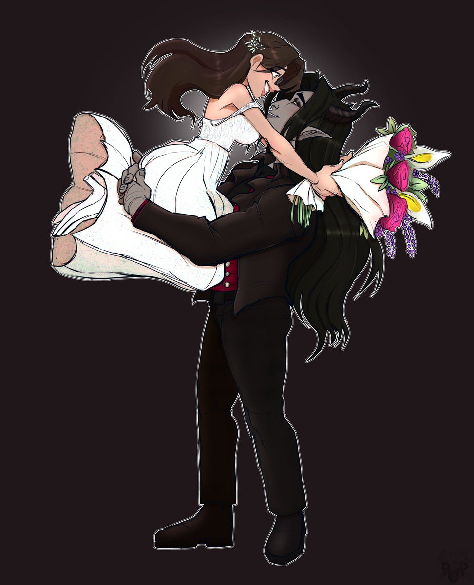 ♥︎♥︎♥︎✨KINXPOP Commission work!✨♥︎♥︎♥︎
[Lines by <a href="/KinxArts/">KinxPop</a> | Color by <a href="/CatiPOPurr/">♡CatiPOPurr</a> ]

✨Same-Day in stream sketch for <a href="/DarlingRosey_/">DarlingRosey</a> 

#goth #couple #wedding #oc #wifu #dnd