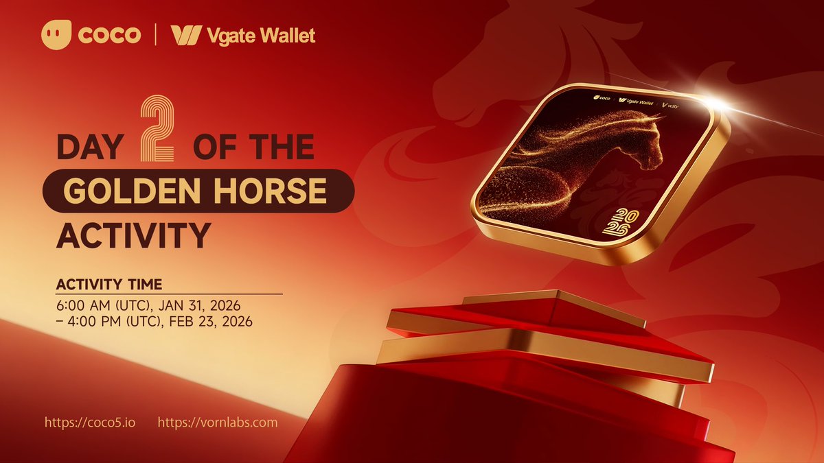 Day 2 of the “Golden Horse” Activity
Complete tasks to claim NFTs — now in full swing!
Have you joined yet?

Details 👇
🔗 vcity.app/news/20260120
🔗 coco5.io/#/post/11923?c…

#Coco #VgateWallet #Vcity.app