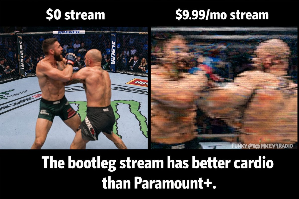 FunkyMonkeyMMA's tweet photo. Attempting to watch the fights tonight.... Way to go @paramountplus @ufc 

Time to hit the high seas again mateys 🦜⛵🏴‍☠️ https://t.co/XTVFv5WVDc