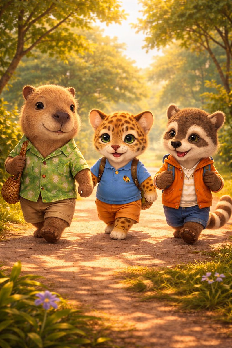 AzenhaLuca38191's tweet image. Meet my new Brazilian forest squad: Chill Capy, Lil' Jaguar &amp;amp; Sneaky Coati! 🌿🐾🦝  
These little adventurers are off on a picnic in the mata atlântica! Who's your favorite? Drop a comment below! 💬❤️  

#CuteAnimals #BrazilianWildlife #Capivara #OncaPintada #Quati #KawaiiArt