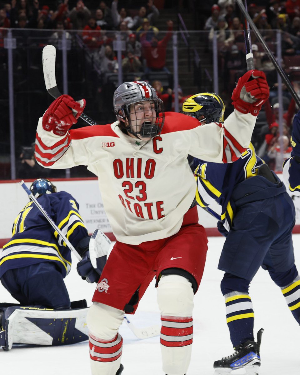 OhioStateMHKY's tweet photo. 💯 Congrats to captain Davis Burnside, who reached the 100 point mark for his Buckeye career tonight! https://t.co/c4TPSC6cZI