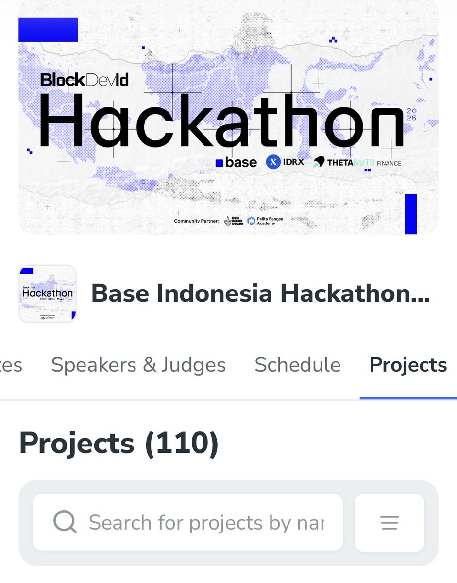 100+ projects submitted.

Excited to see Indonesian builders bringing their ideas on Base mini apps 🟦

<a href="/base/">Base</a> <a href="/baseindo/">Base Indonesia</a> <a href="/blockdev_id/">BlockDevId</a> <a href="/idrx_co/">IDRX Stablecoin</a> <a href="/ThetanutsFi/">Thetanuts Finance</a>