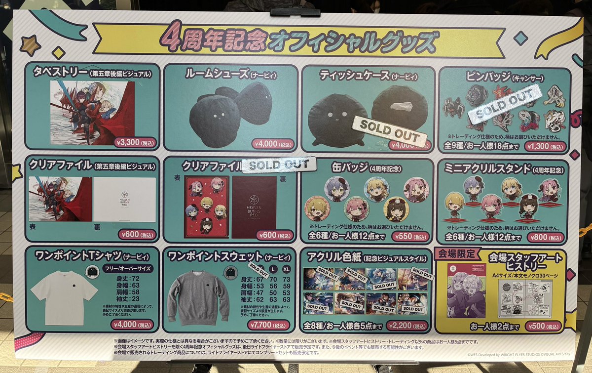 4th Anniversary Party! 2日目お知らせ】 ▽本日分完売グッズ情報
