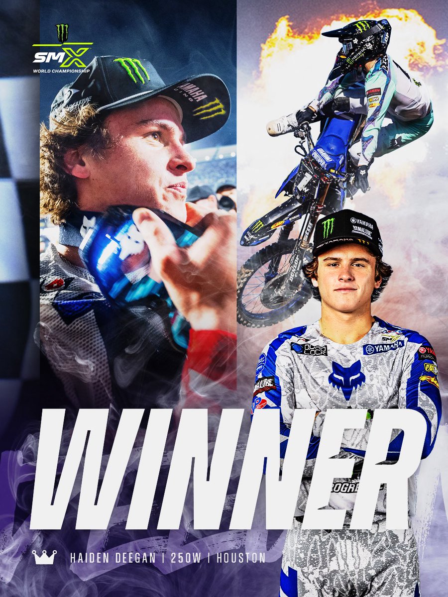 3️⃣ for 3️⃣ 

Haiden Deegan is the king of the Triple Crown in Houston! 👑 

#SupercrossLIVE #SMX #Yamaha