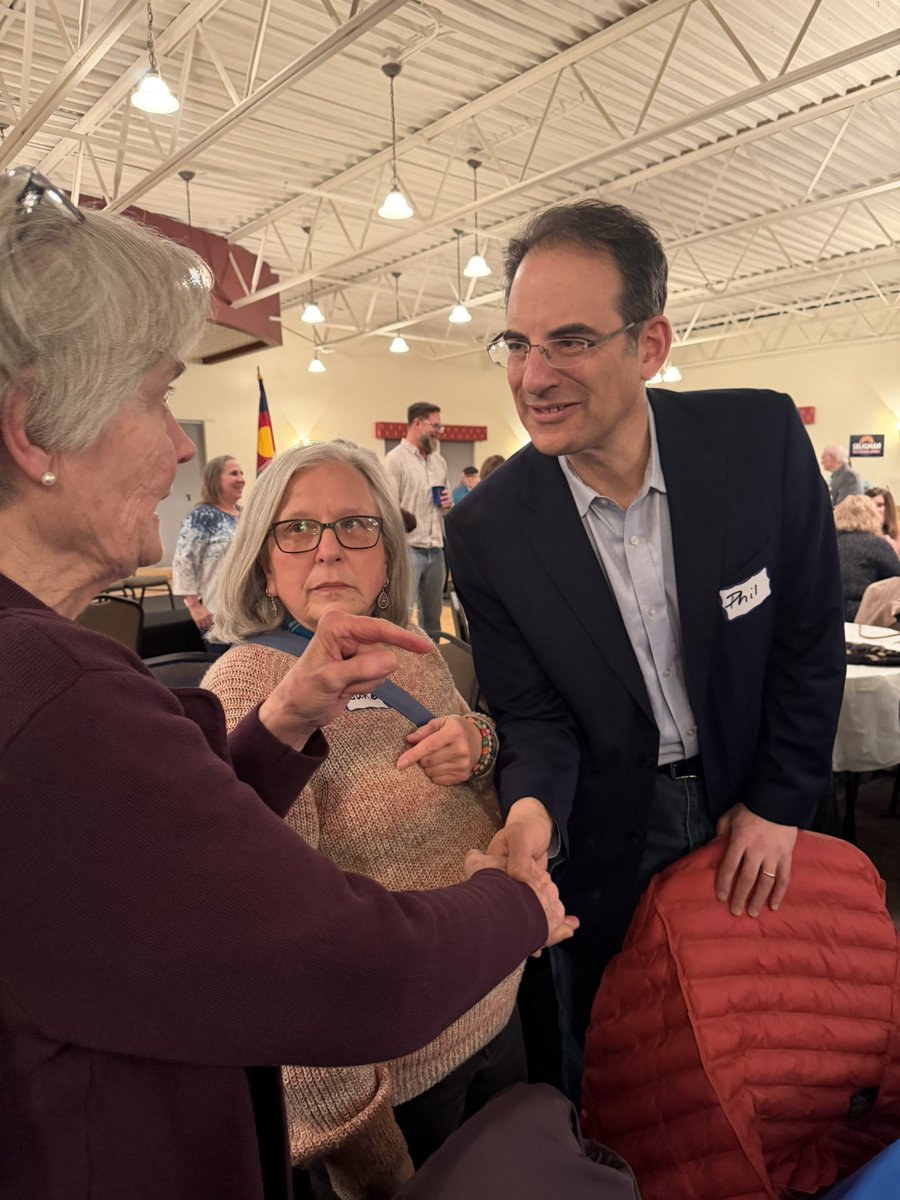 pweiser's tweet photo. A great day on the campaign trail—including joining the Denver Dems and the JeffCo Dems—that sandwiched my service as a judge (along with @javier_mabrey) for a debate tournament that my son organized. The high school debaters we judged were fantastic, passionate, and inspiring. https://t.co/7Qr995XCed