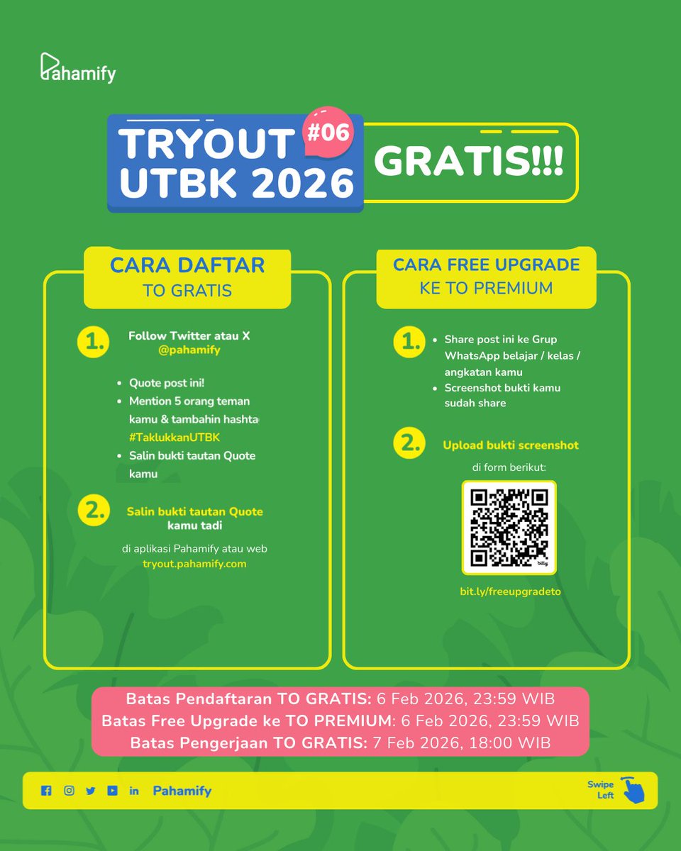 pahamify's tweet photo. Cara daftar TO GRATIS Pahamify:
1️⃣ Follow Pahamify &amp; Quote tweet paling atas
2️⃣ MENTION 5 temanmu dan ajak ikutan TO, kasih hashtag #TaklukkanUTBK
3️⃣ Salin tautan Quote kamu
4️⃣ Daftar TO #06 di app/web https://t.co/E81K6hJBQV
5️⃣ Submit persyaratannya
6️⃣ Tunggu proses verifikasi https://t.co/itbDqPNron