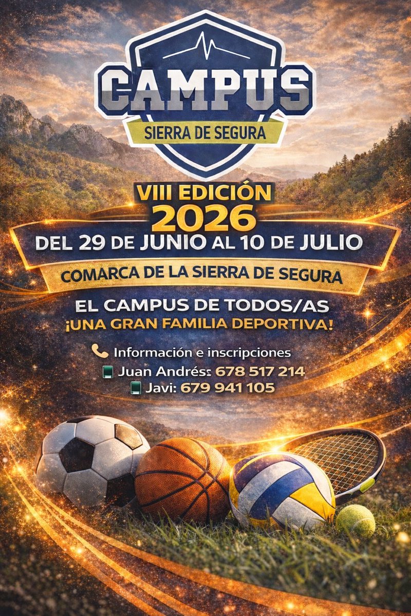 juanandresemd's tweet photo. VIII EDICIÓN DEL CAMPUS SIERRA DE SEGURA 2026.

EL CAMPUS DE TODOS/AS.
DEL 29 DE JUNIO AL 10 DE JULIO. https://t.co/4TcMeIEelA