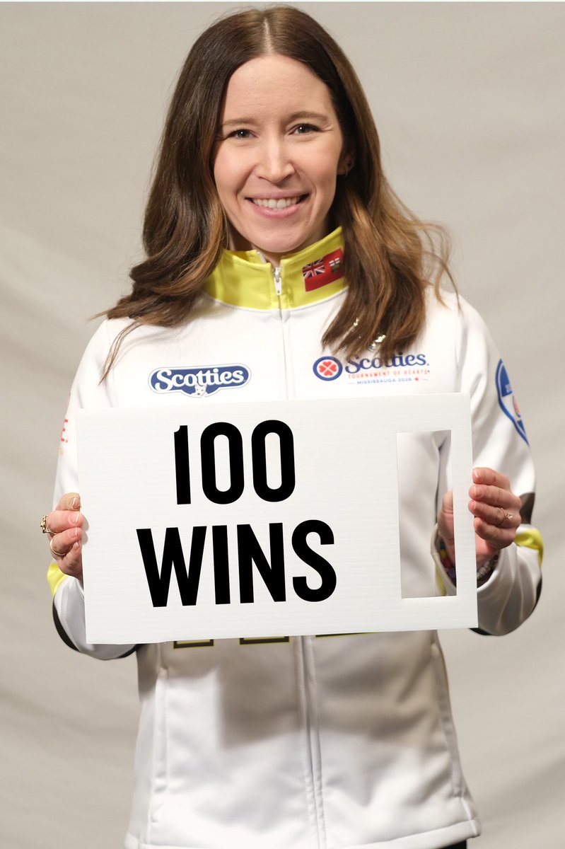 CurlingCanada's tweet photo. The 💯 club!

@LKLawes becomes the 10th player in history to reach 100 wins at a Scotties Tournament of Hearts!

#STOH2026 https://t.co/Va1xyXZF35