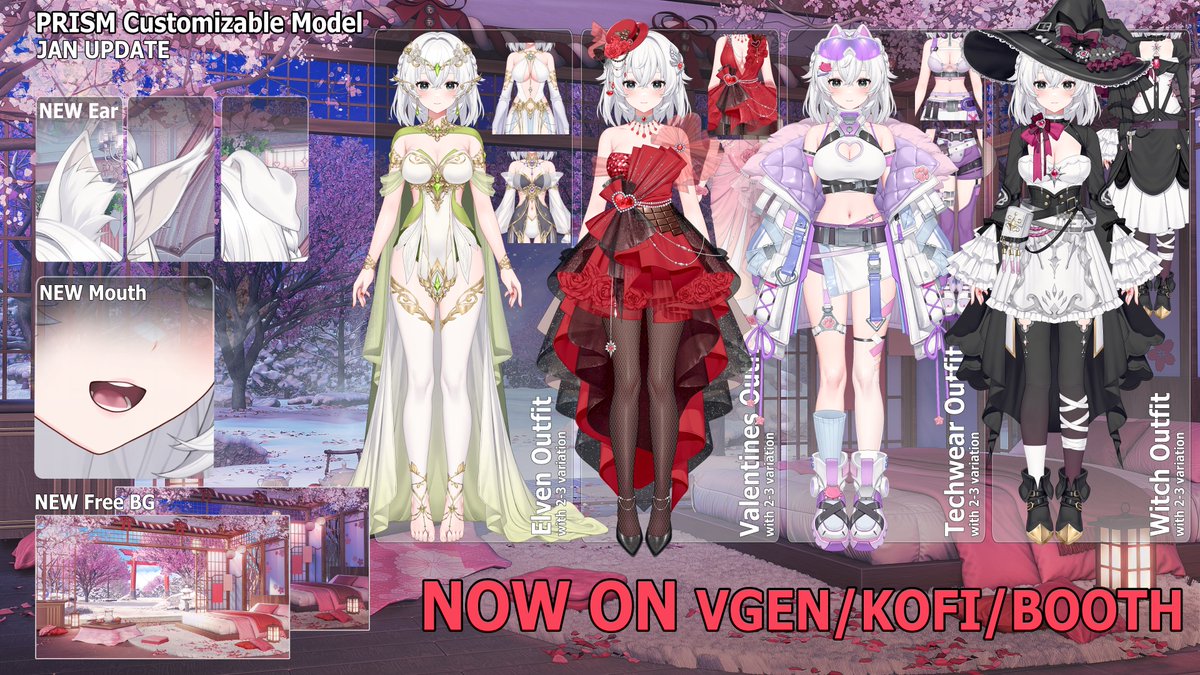 Second Major Update for Prism Customizable Vtuber Model is out! We have new outfit sets, new ears, and a complete new mouth style! Looking forward to see everyone's customizations🥰