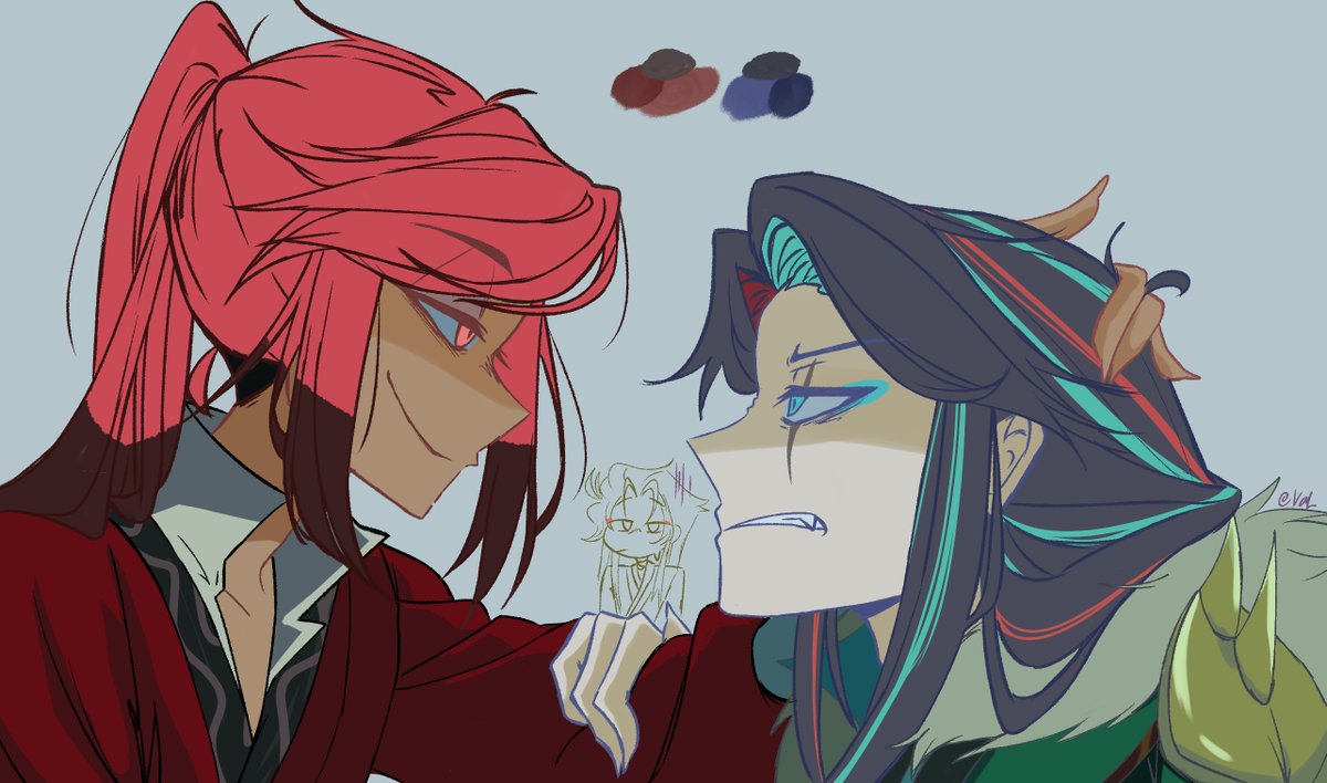 Valven_art2yu's tweet photo. continuing my #tgcf x #HazbinHotel AU 

yes vox is qirong cuz its funny https://t.co/B2zYu4OTex