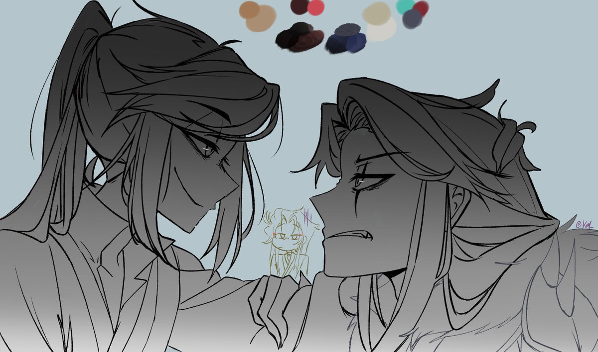Valven_art2yu's tweet photo. continuing my #tgcf x #HazbinHotel AU 

yes vox is qirong cuz its funny https://t.co/B2zYu4OTex