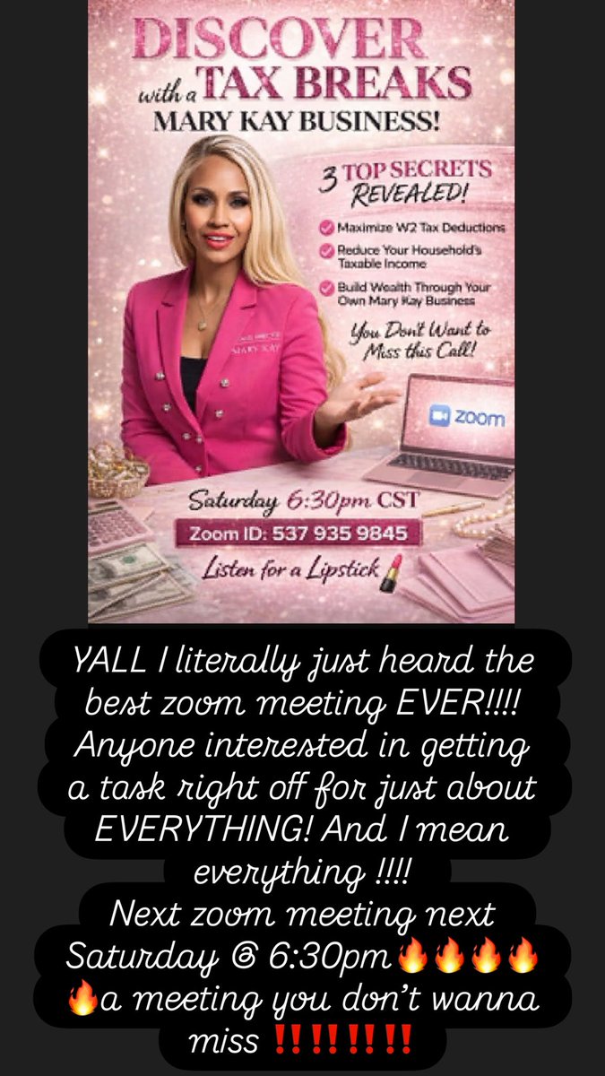 's tweet image. #marykay #marykayus 
#MaryKaybeautyconsultants 
#taxseason #tapin 
#jointhemovement