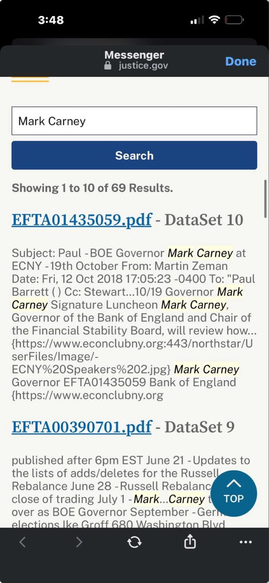 Mark Carney appears in the Epstein Files 69 times.