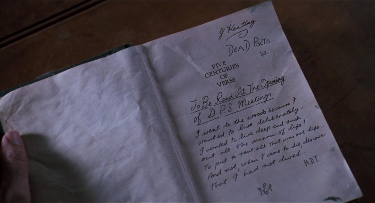 poetsbutdead's tweet photo. of all the parallels in dead poets society, this is one of the most diabolical ones. neil reads the words with hope in his eyes, while keating reads those same words, that are now heavy with grief and guilt. https://t.co/x73V7SQXOz